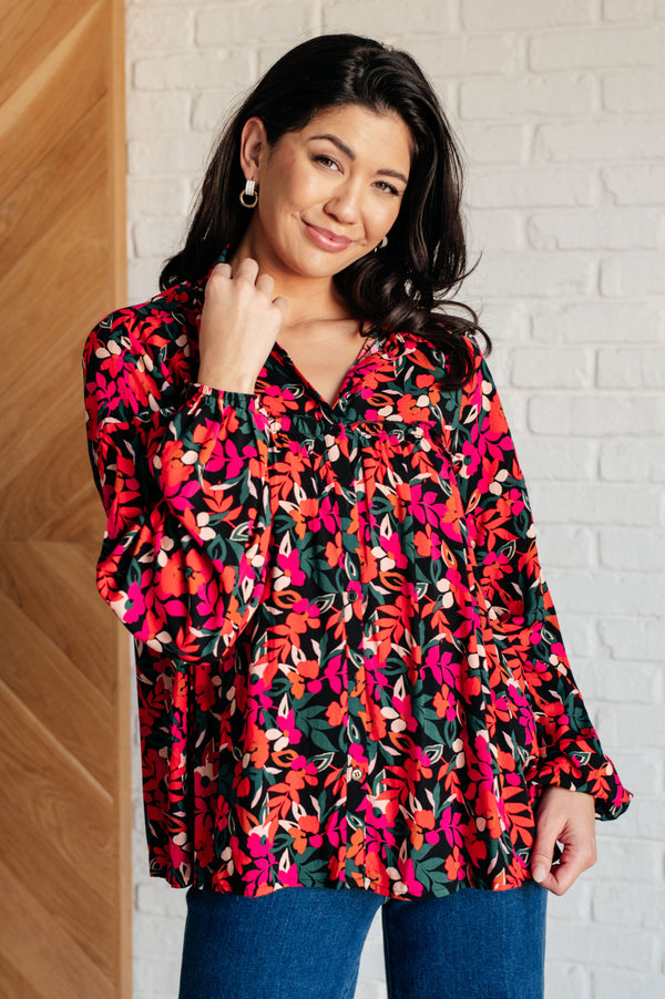 Francophile Ruffle Detail Button Up-Blouses-Villari Chic, women's online fashion boutique in Severna, Maryland