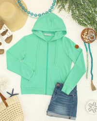 Fullzip Hoodie - Aquamarine-hoodie-Villari Chic, women's online fashion boutique in Severna, Maryland