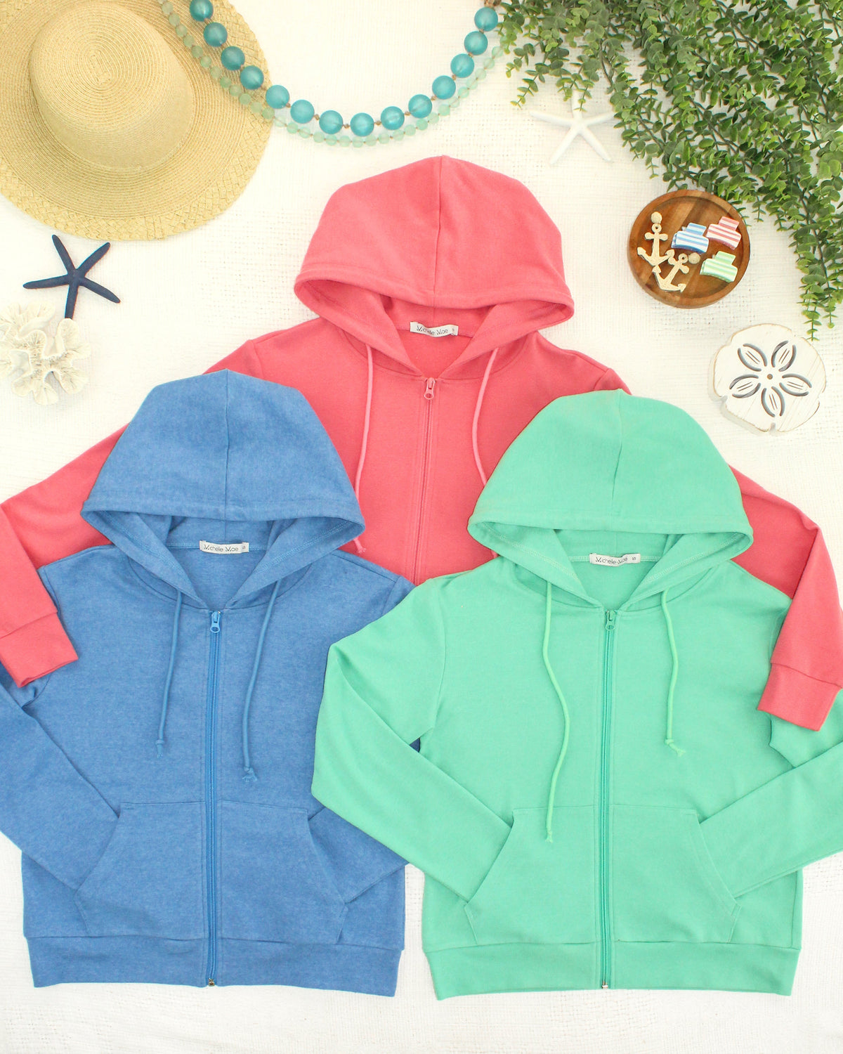 Fullzip Hoodie - Aquamarine-hoodie-Villari Chic, women's online fashion boutique in Severna, Maryland