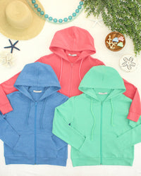 Fullzip Hoodie - Aquamarine-hoodie-Villari Chic, women's online fashion boutique in Severna, Maryland
