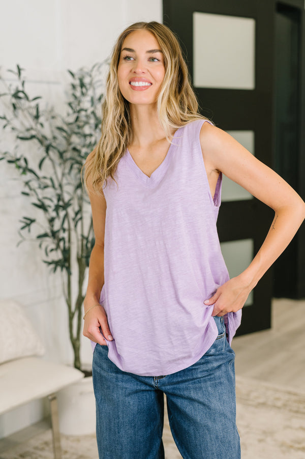 Getting Good V-Neck Tank in Lilac-Womens-Villari Chic, women's online fashion boutique in Severna, Maryland