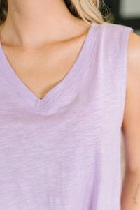 Getting Good V-Neck Tank in Lilac-Womens-Villari Chic, women's online fashion boutique in Severna, Maryland