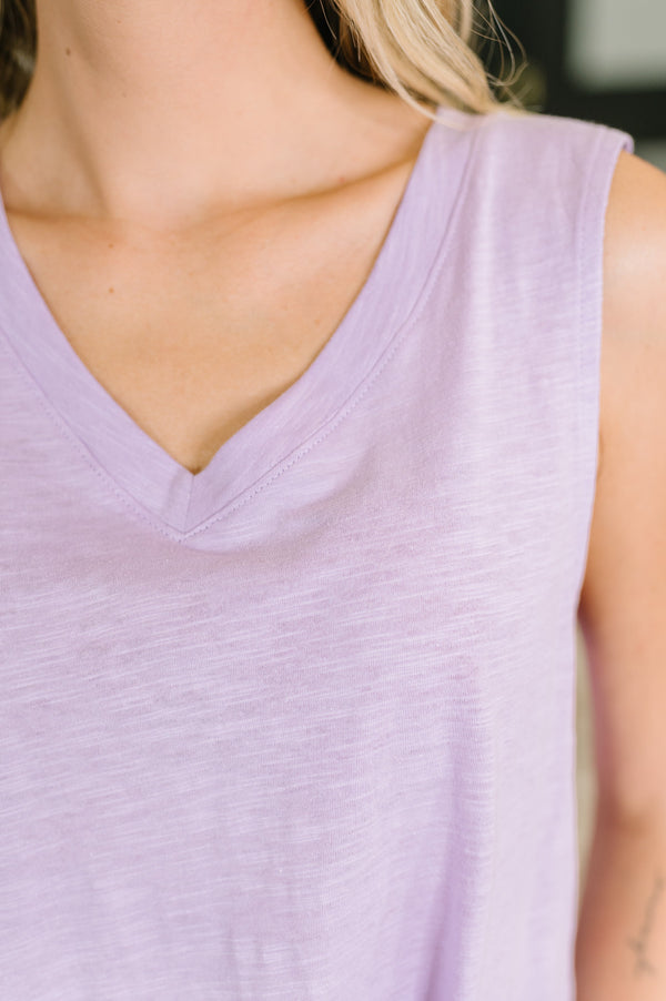 Getting Good V-Neck Tank in Lilac-Womens-Villari Chic, women's online fashion boutique in Severna, Maryland