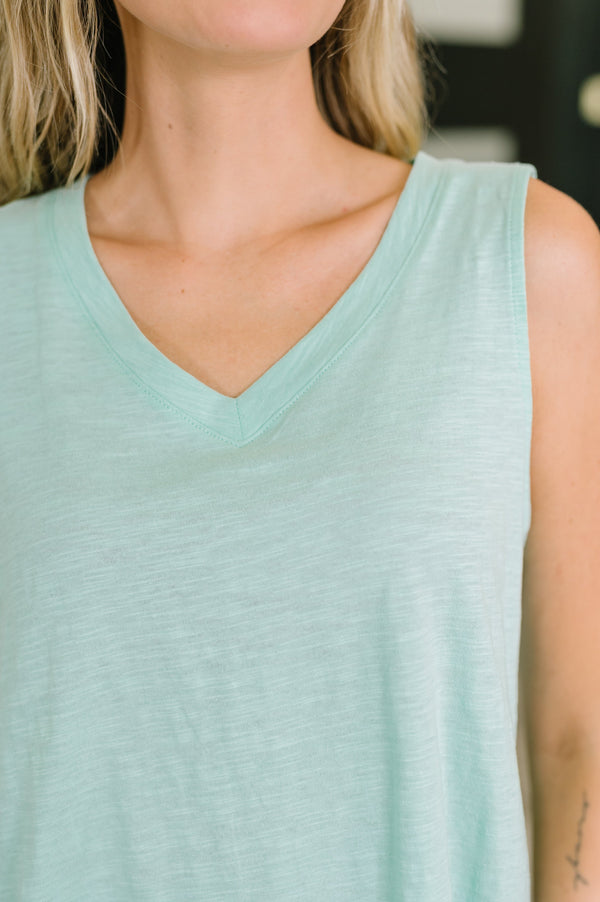 Getting Good V-Neck Tank in Mint-Womens-Villari Chic, women's online fashion boutique in Severna, Maryland