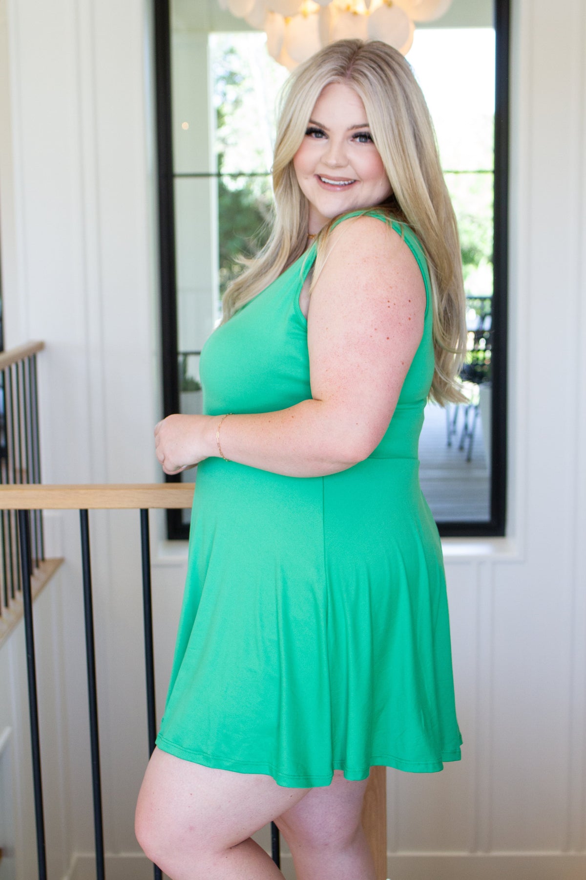 Gorgeous in Green Sleeveless Skort Dress-Dresses-Villari Chic, women's online fashion boutique in Severna, Maryland