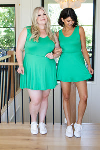 Gorgeous in Green Sleeveless Skort Dress-Dresses-Villari Chic, women's online fashion boutique in Severna, Maryland