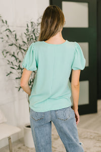 Grace & Virtue Balloon Sleeve Blouse in Mint-Womens-Villari Chic, women's online fashion boutique in Severna, Maryland