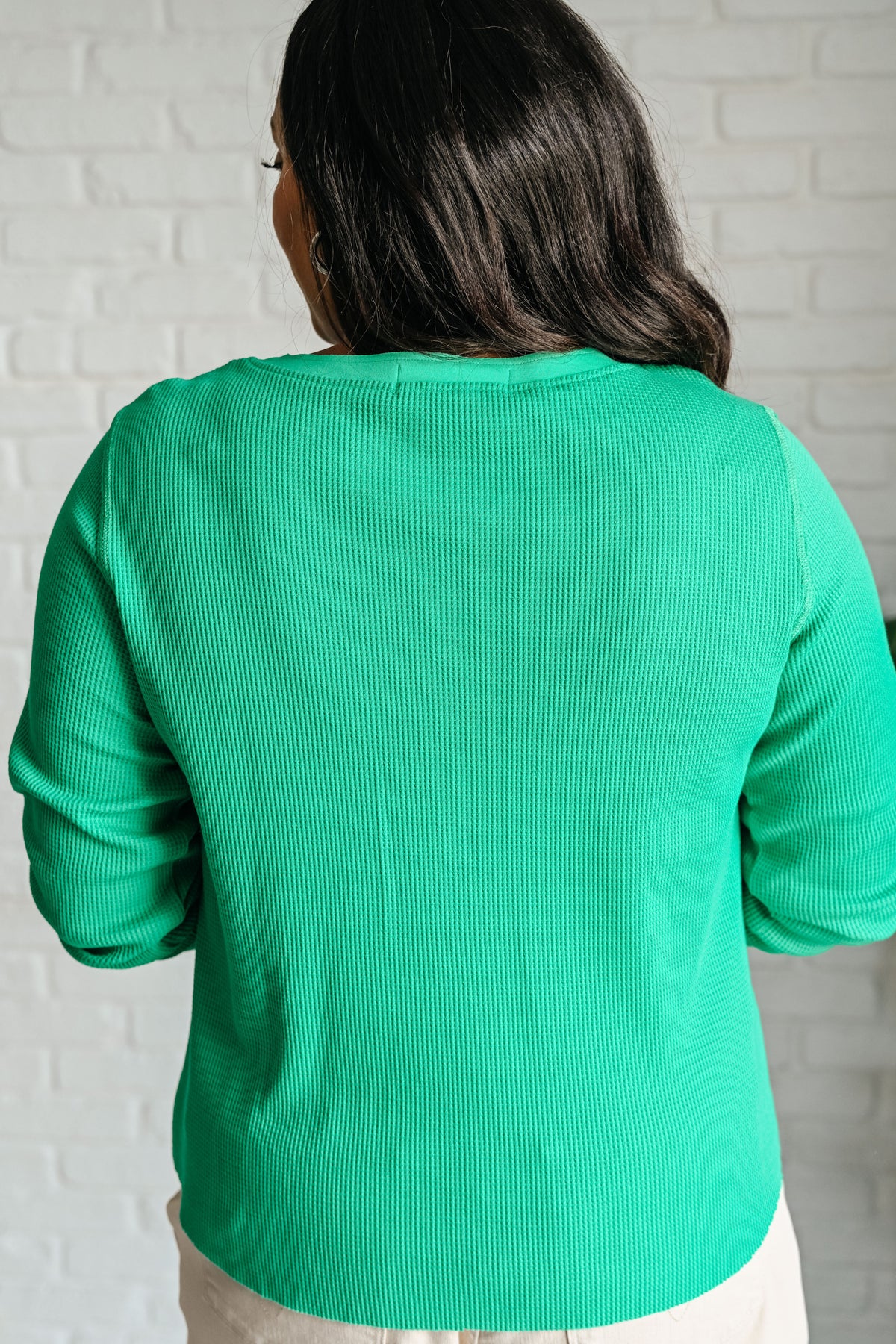 Greensleeves Waffle Knit Henley-Tops-Villari Chic, women's online fashion boutique in Severna, Maryland