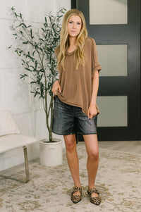 Growing Restless V-Neck Tee in Brown-Womens-Villari Chic, women's online fashion boutique in Severna, Maryland