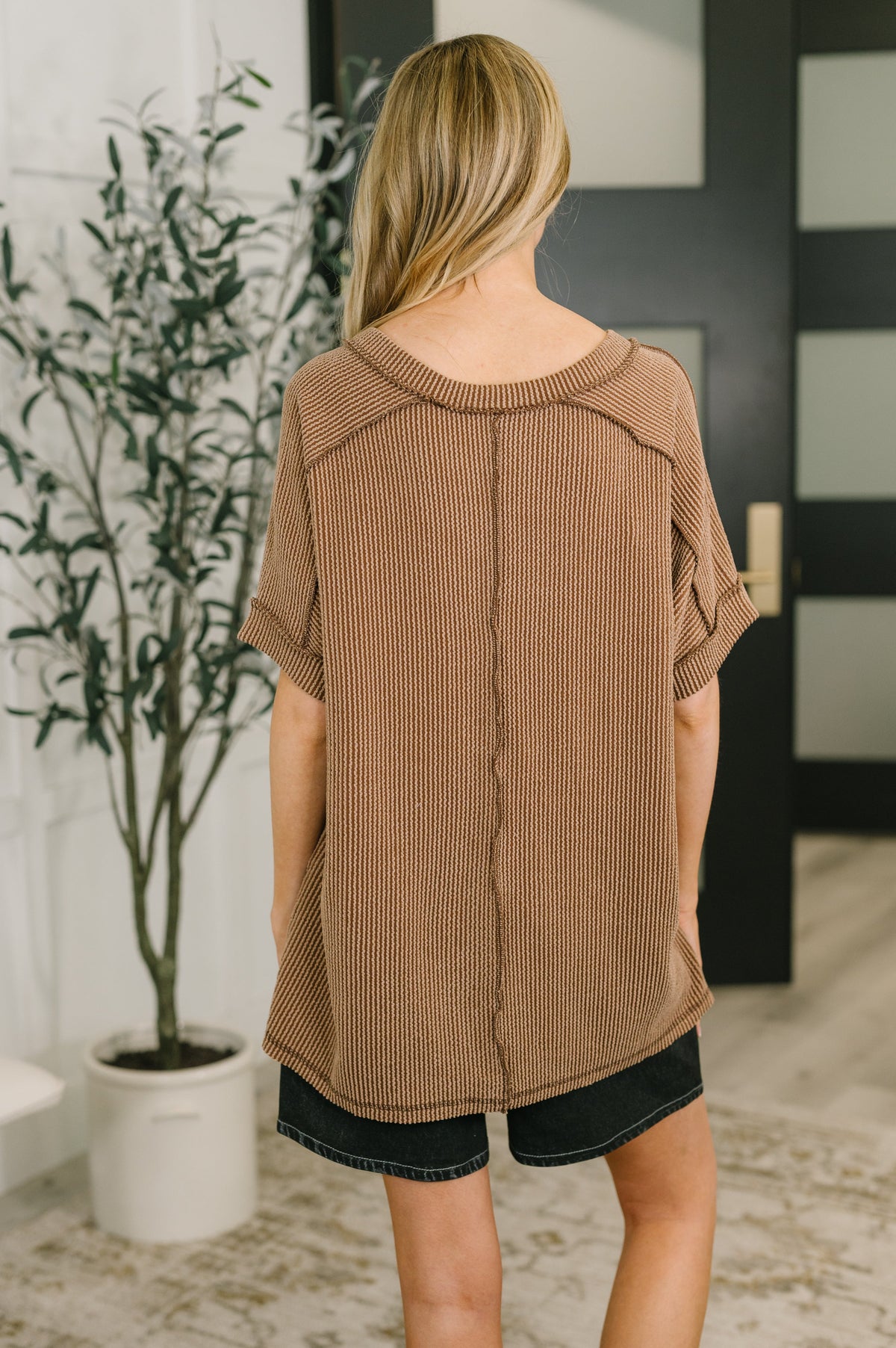 Growing Restless V-Neck Tee in Brown-Womens-Villari Chic, women's online fashion boutique in Severna, Maryland