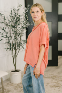 Growing Restless V-Neck Tee in Coral-Womens-Villari Chic, women's online fashion boutique in Severna, Maryland