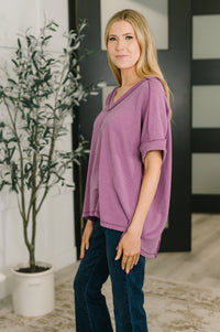 Growing Restless V-Neck Tee in Light Plum-Womens-Villari Chic, women's online fashion boutique in Severna, Maryland