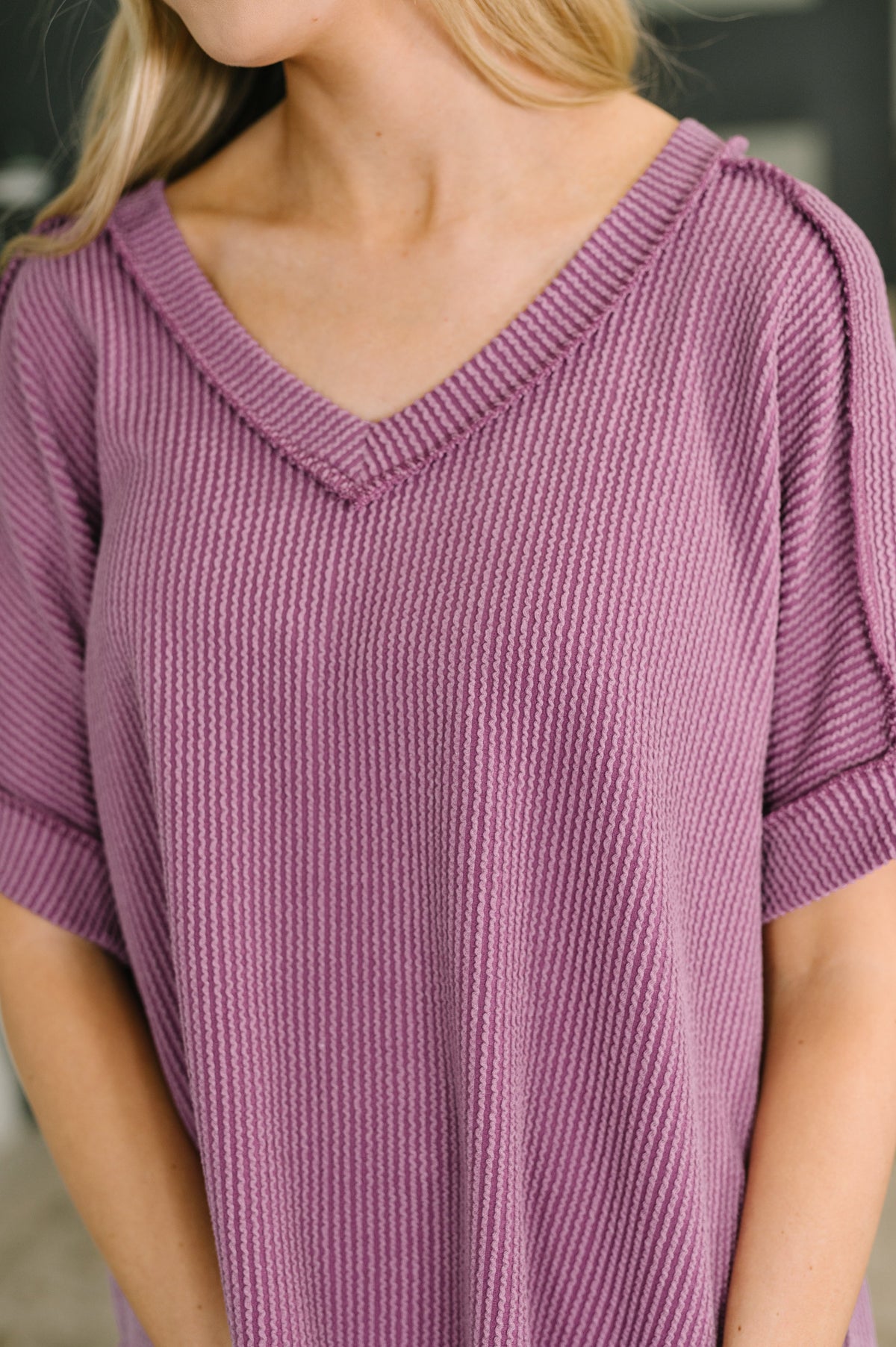 Growing Restless V-Neck Tee in Light Plum-Womens-Villari Chic, women's online fashion boutique in Severna, Maryland