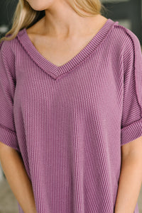 Growing Restless V-Neck Tee in Light Plum-Womens-Villari Chic, women's online fashion boutique in Severna, Maryland