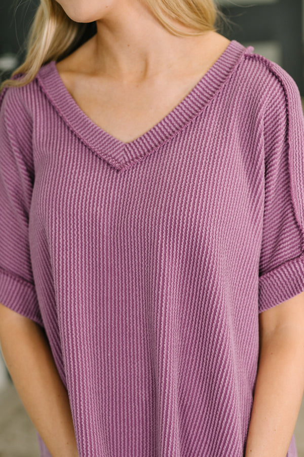 Growing Restless V-Neck Tee in Light Plum-Womens-Villari Chic, women's online fashion boutique in Severna, Maryland