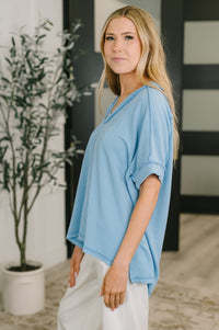 Growing Restless V-Neck Tee in Spring Blue-Womens-Villari Chic, women's online fashion boutique in Severna, Maryland