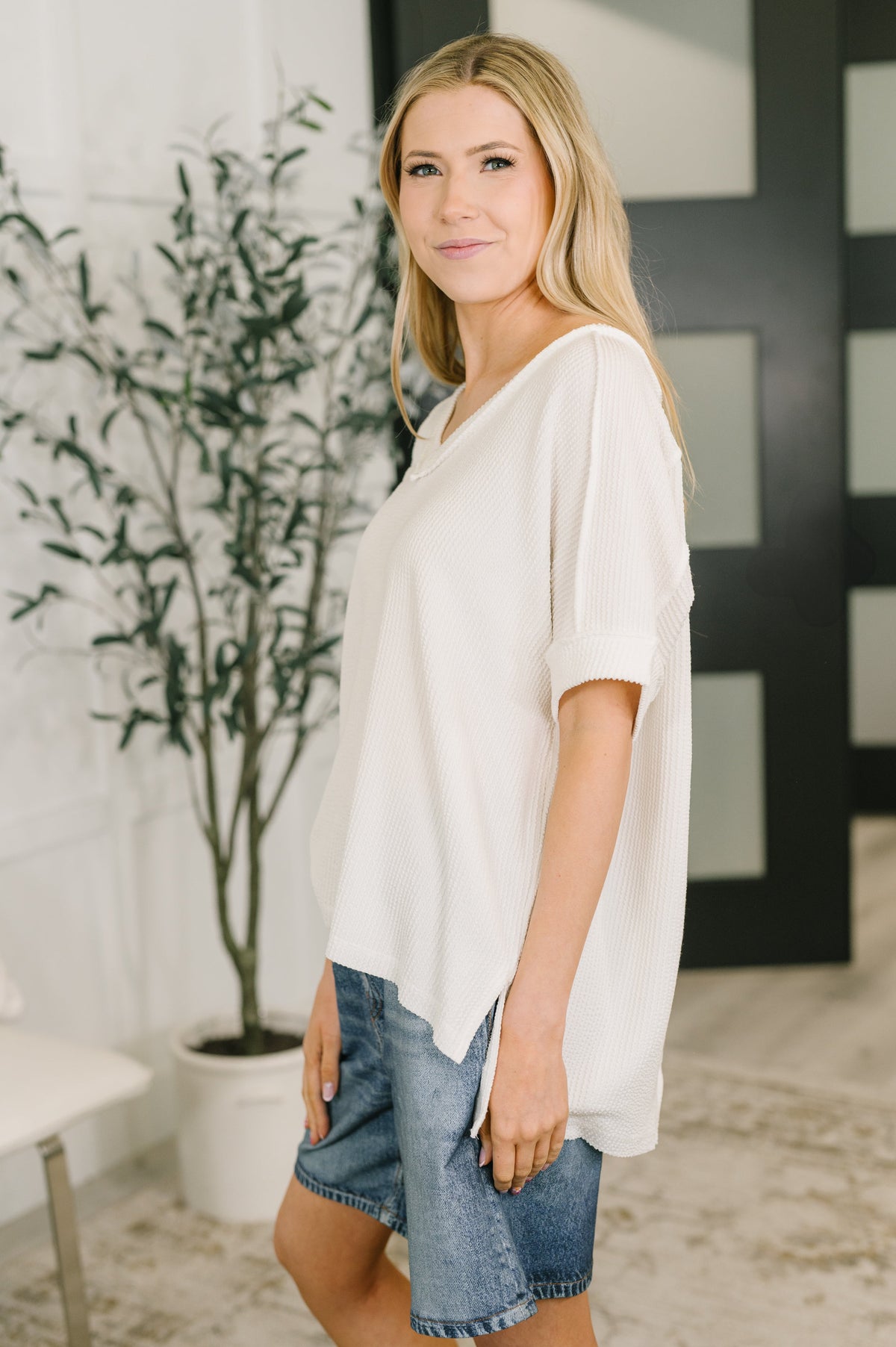 Growing Restless V-Neck Tee in White-Womens-Villari Chic, women's online fashion boutique in Severna, Maryland