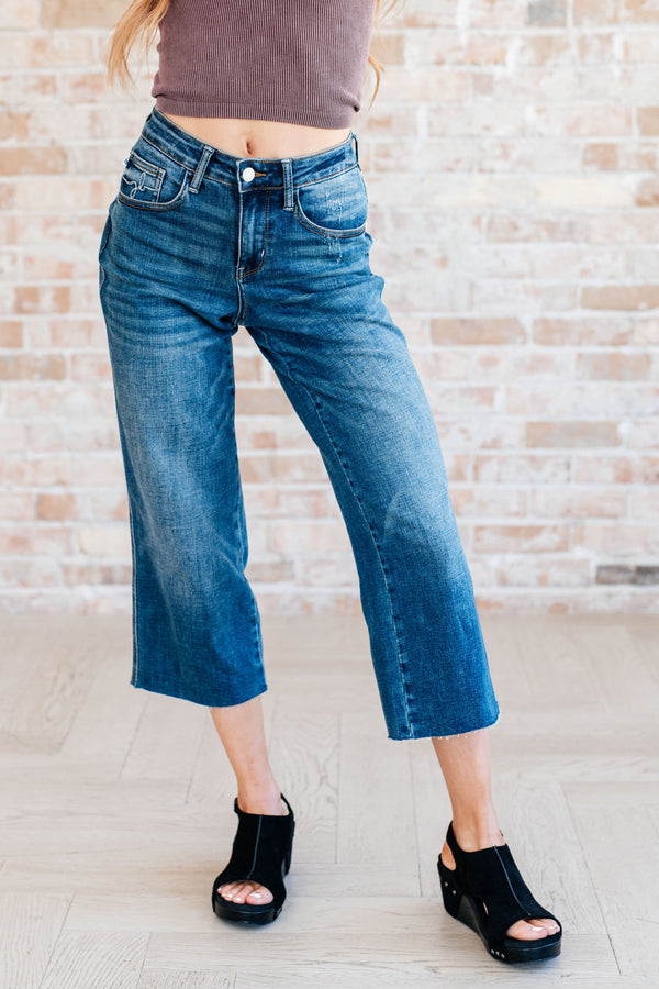 Judy Blue High Rise Wide Leg Crop Jeans-Womens-Villari Chic, women's online fashion boutique in Severna, Maryland