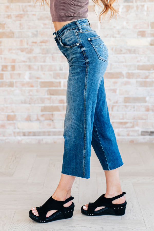 Judy Blue High Rise Wide Leg Crop Jeans-Womens-Villari Chic, women's online fashion boutique in Severna, Maryland