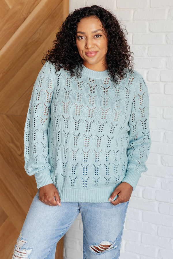 Hole In One Sheer Pointelle Knit Sweater-Tops-Villari Chic, women's online fashion boutique in Severna, Maryland