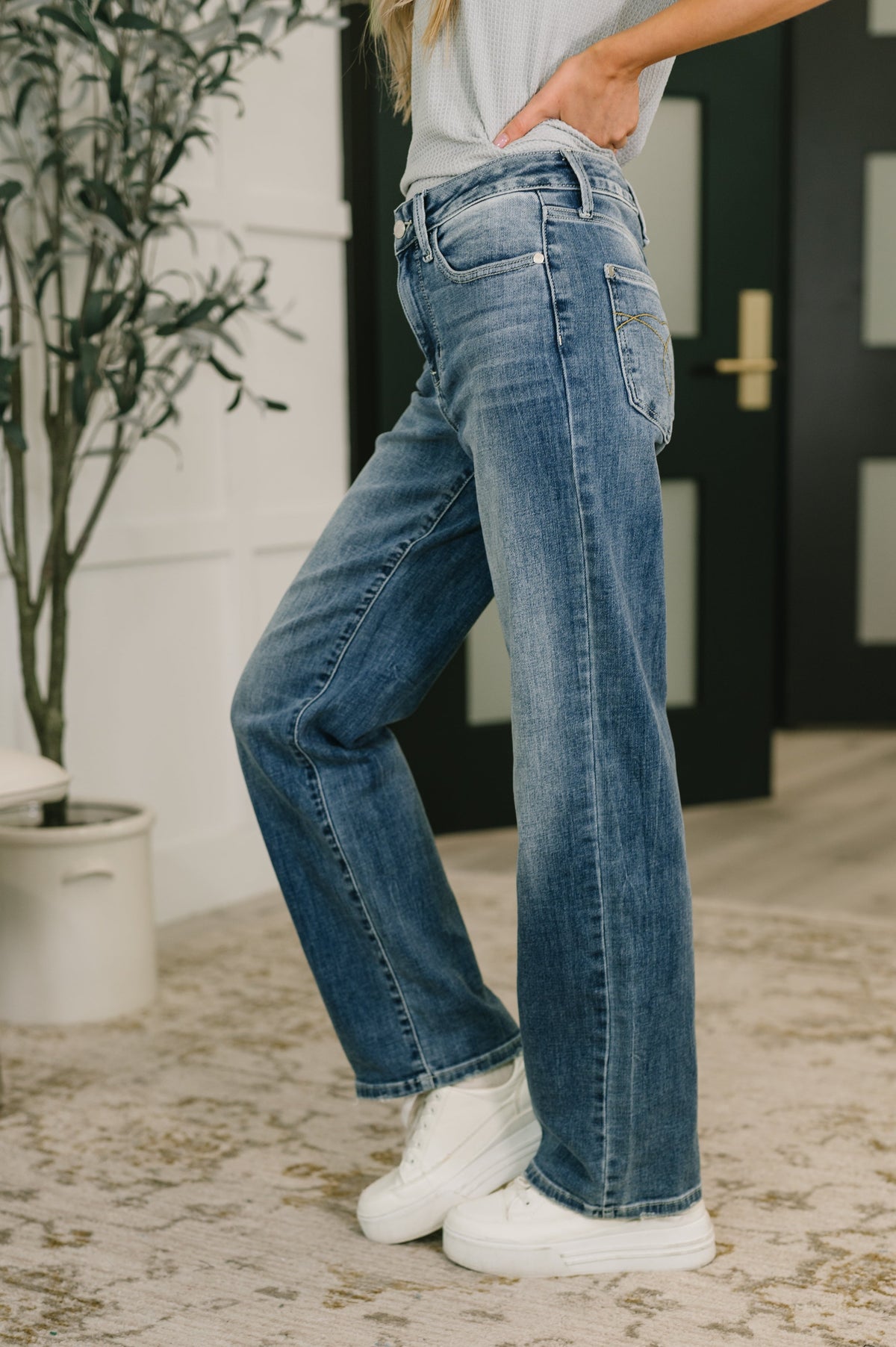 Judy Blue Holly Mid Rise Straight Jeans-Womens-Villari Chic, women's online fashion boutique in Severna, Maryland