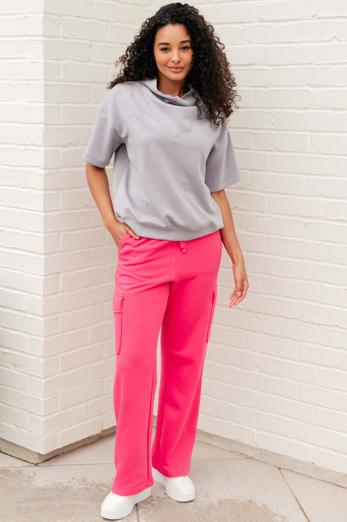 Run, Don't Walk Cargo Sweatpants in Flamingo Pink-Athleisure-Villari Chic, women's online fashion boutique in Severna, Maryland
