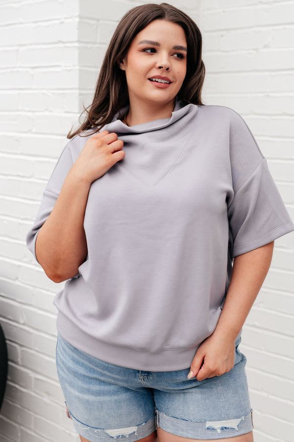 I Just Felt Like It Mock Neck Top in Mystic Grey-Tops-Villari Chic, women's online fashion boutique in Severna, Maryland