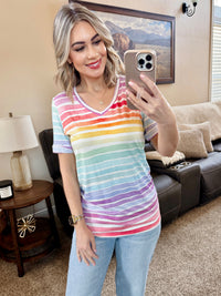 Sophie Top - Rainbow Stripes-Shirts-Villari Chic, women's online fashion boutique in Severna, Maryland