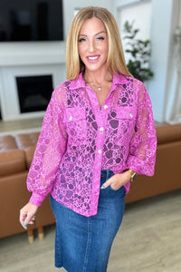 Stick Together Lace Button Up in Magenta-Layers-Villari Chic, women's online fashion boutique in Severna, Maryland