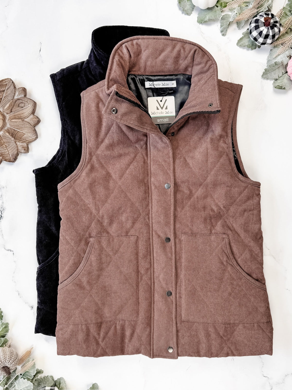 Corduroy Vest - Black-clothing-Villari Chic, women's online fashion boutique in Severna, Maryland