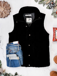 Corduroy Vest - Black-clothing-Villari Chic, women's online fashion boutique in Severna, Maryland