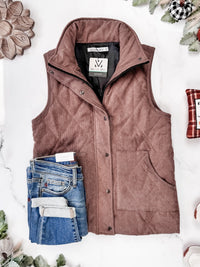 Corduroy Vest - Chestnut-clothing-Villari Chic, women's online fashion boutique in Severna, Maryland