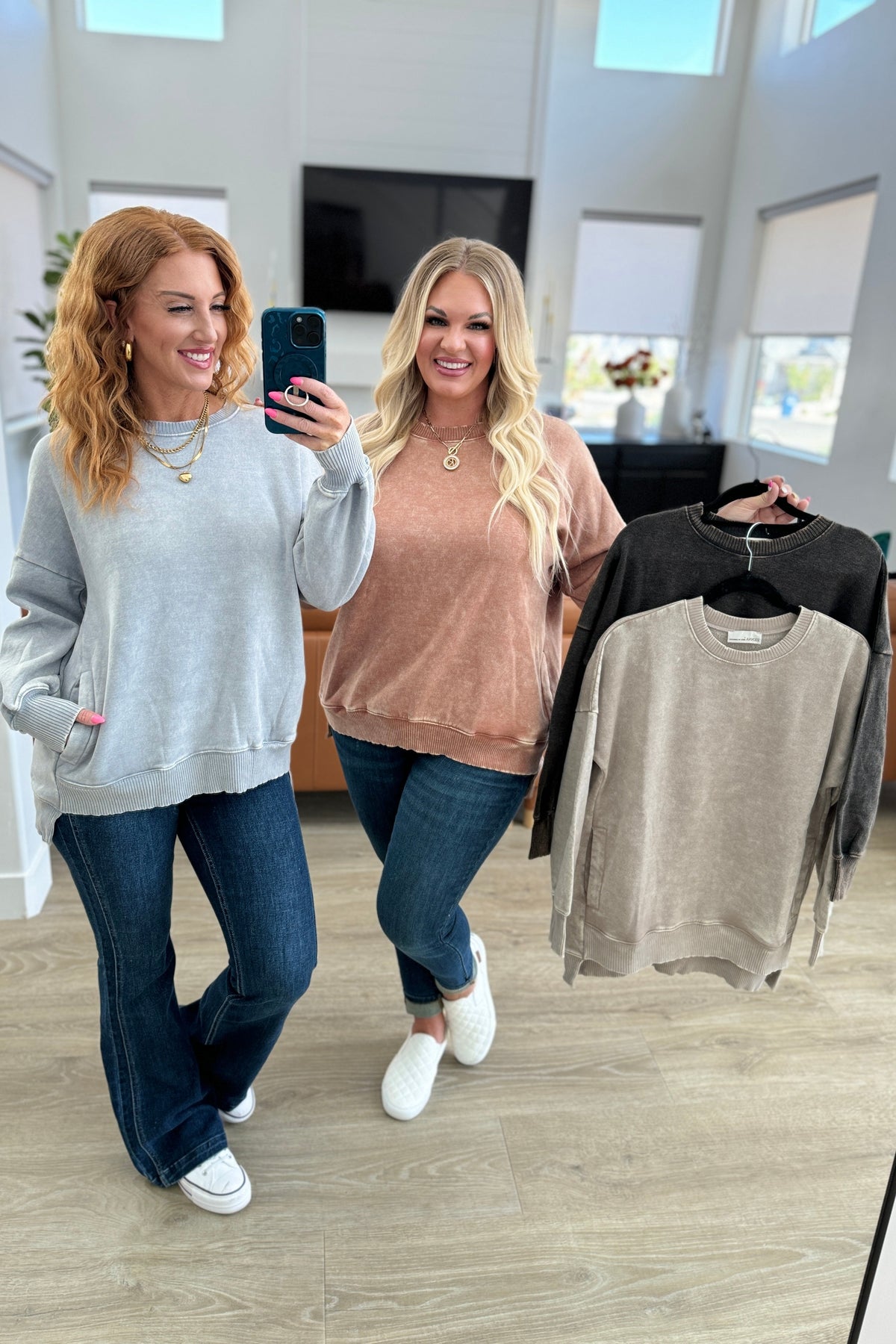 Mineral Wash Step Hem Sweatshirt in Sleet-Tops-Villari Chic, women's online fashion boutique in Severna, Maryland