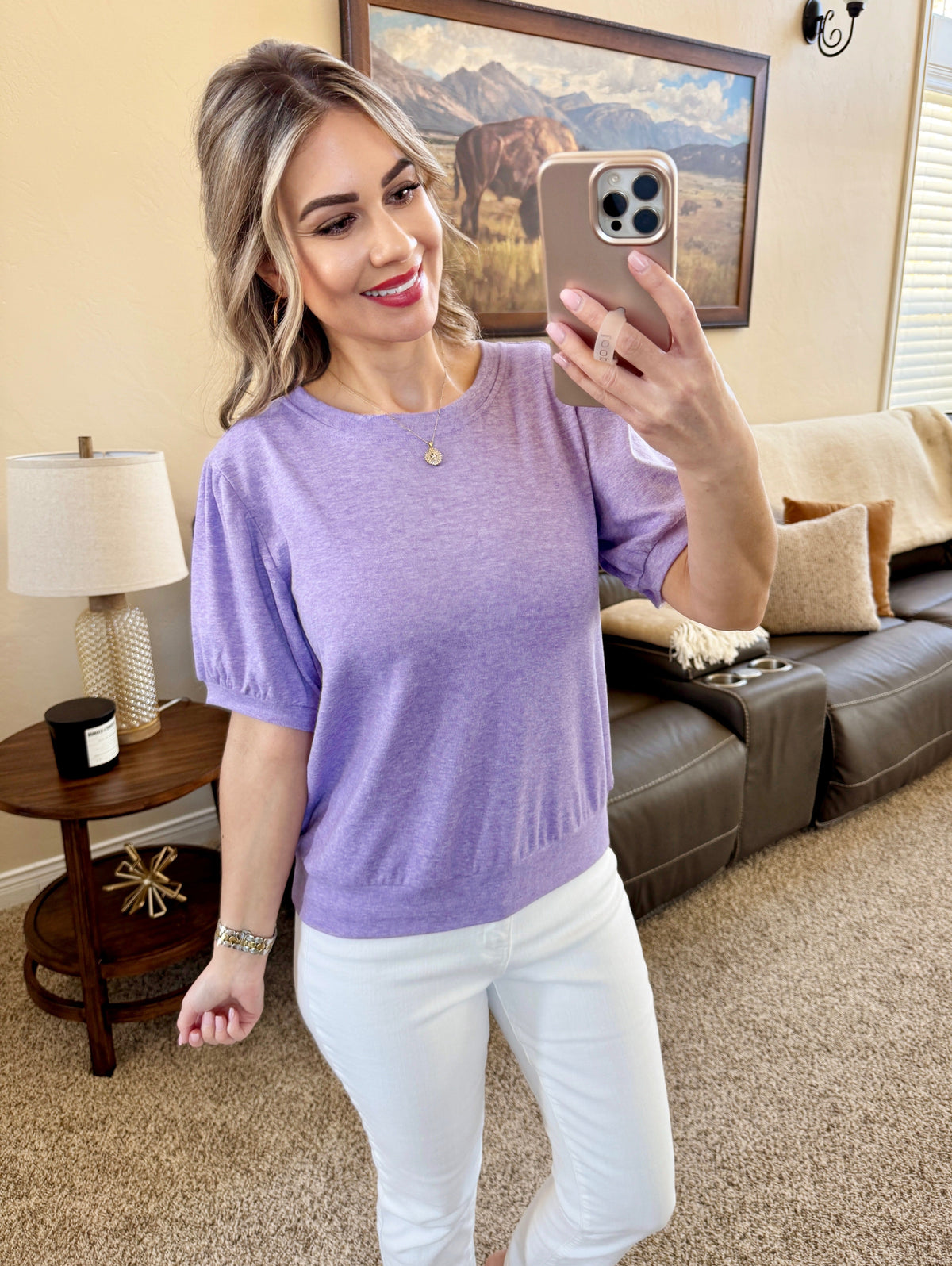 Katie Cozy Top - Heathered Purple-Tops-Villari Chic, women's online fashion boutique in Severna, Maryland