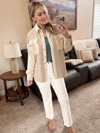 Houndstooth Cream Corduroy Shacket-Villari Chic, women's online fashion boutique in Severna, Maryland