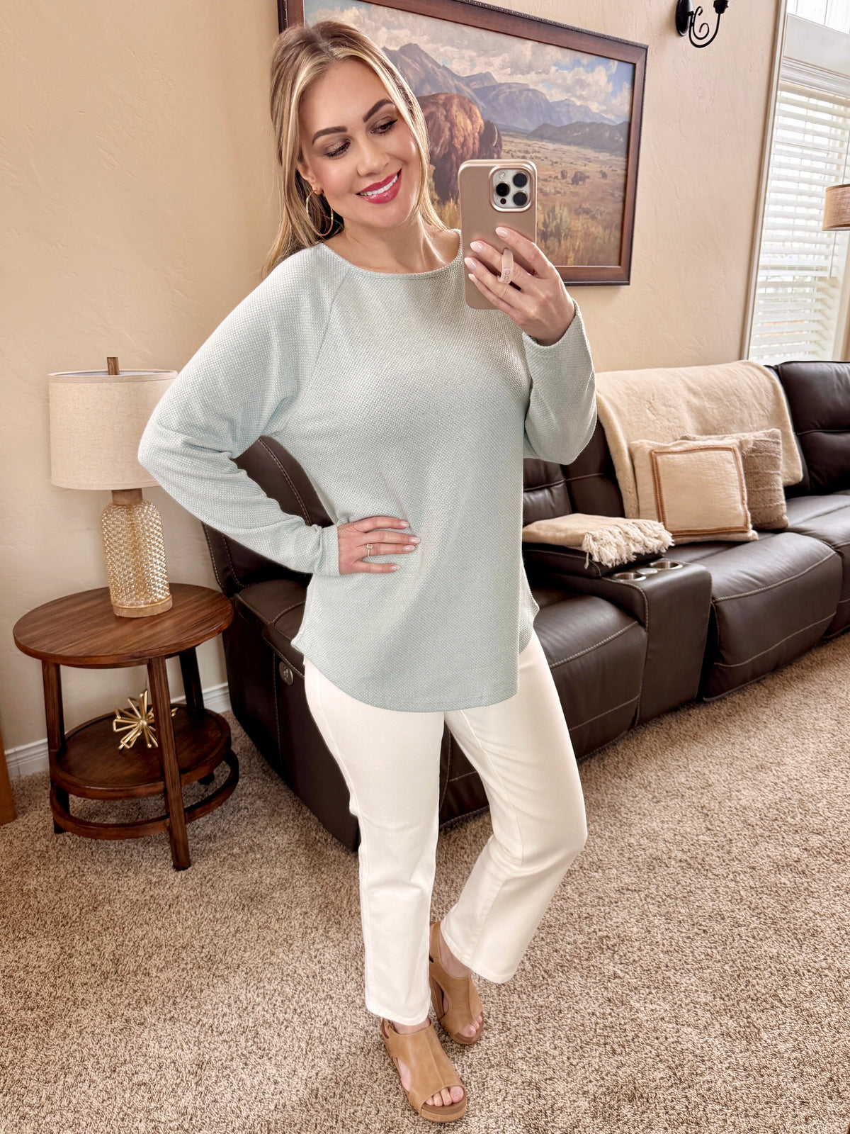 Spring Mint Long Sleeve Top-Villari Chic, women's online fashion boutique in Severna, Maryland