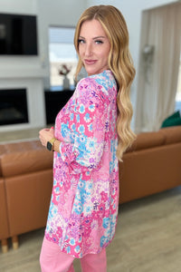 Lizzy Cardigan in Pink Patchwork Floral-Layers-Villari Chic, women's online fashion boutique in Severna, Maryland