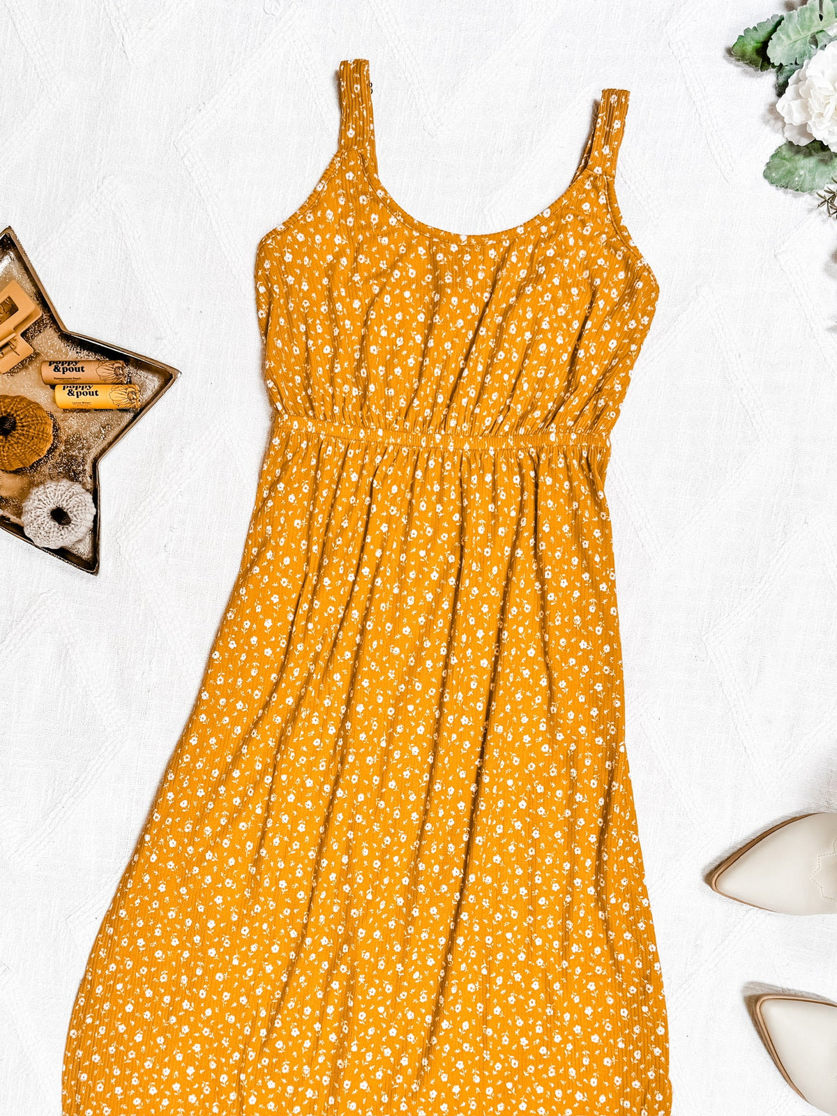 Reagan Ribbed Midi Dress - Pumpkin Floral-Dresses-Villari Chic, women's online fashion boutique in Severna, Maryland
