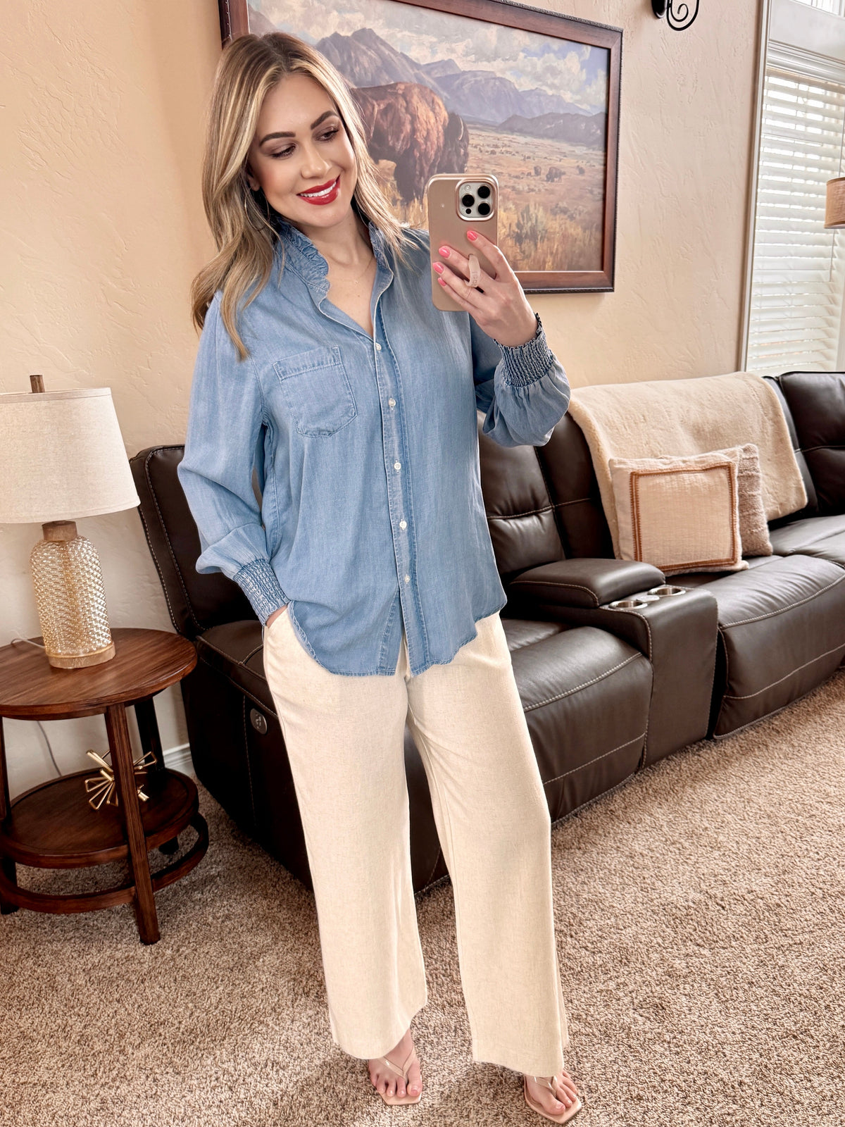 Natural Linen Pants-Villari Chic, women's online fashion boutique in Severna, Maryland