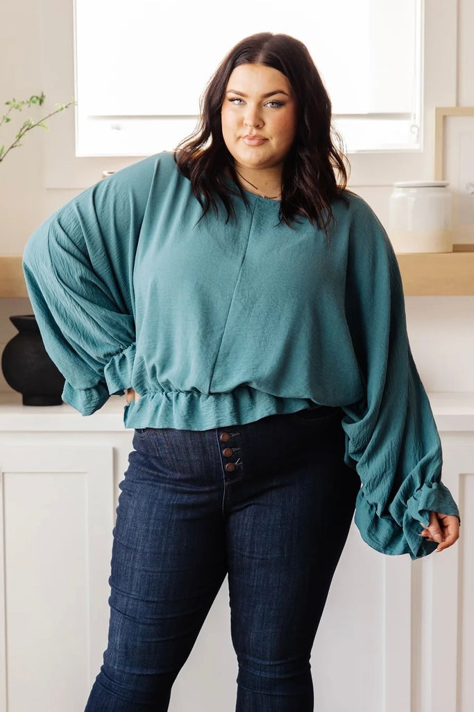 Winging It Ruffle Detail Top in Teal-Womens-Villari Chic, women's online fashion boutique in Severna, Maryland