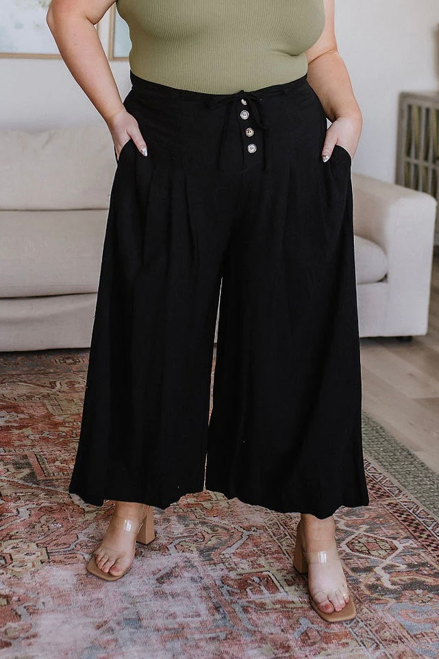 Modern Classic Wide Leg Crop Pants in Black-Womens-Villari Chic, women's online fashion boutique in Severna, Maryland