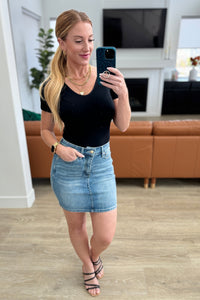 Judy Blue High-Rise Tummy Control Denim Skirt-Womens-Villari Chic, women's online fashion boutique in Severna, Maryland