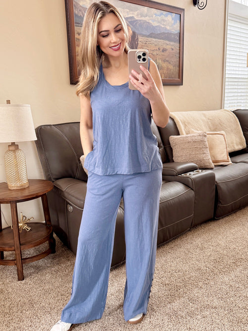 Cotton Club Set in Dusty Blue-Villari Chic, women's online fashion boutique in Severna, Maryland