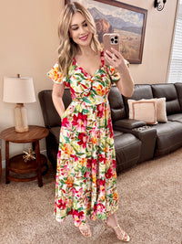 Tropical Floral Tiered Sweetheart Dress-Villari Chic, women's online fashion boutique in Severna, Maryland