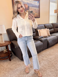 Cream Crochet Cardigan-Villari Chic, women's online fashion boutique in Severna, Maryland