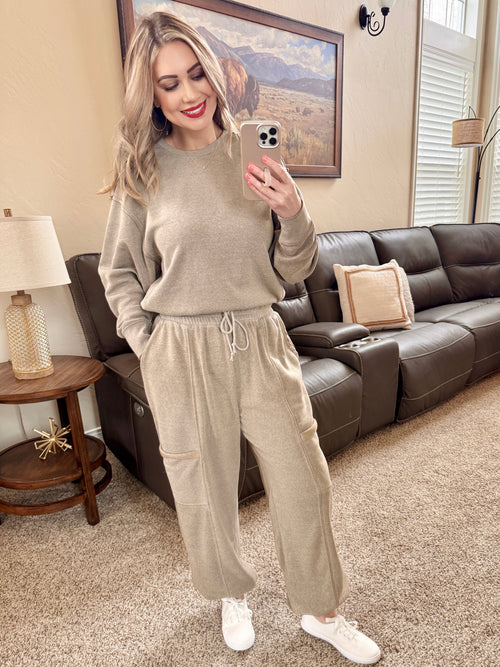 Cozy Mocha Jogger Set-Villari Chic, women's online fashion boutique in Severna, Maryland