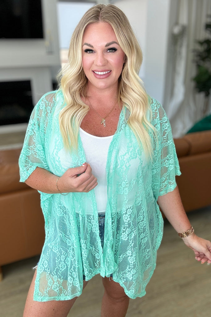 Good Days Ahead Lace Kimono In Mint-Layers-Villari Chic, women's online fashion boutique in Severna, Maryland