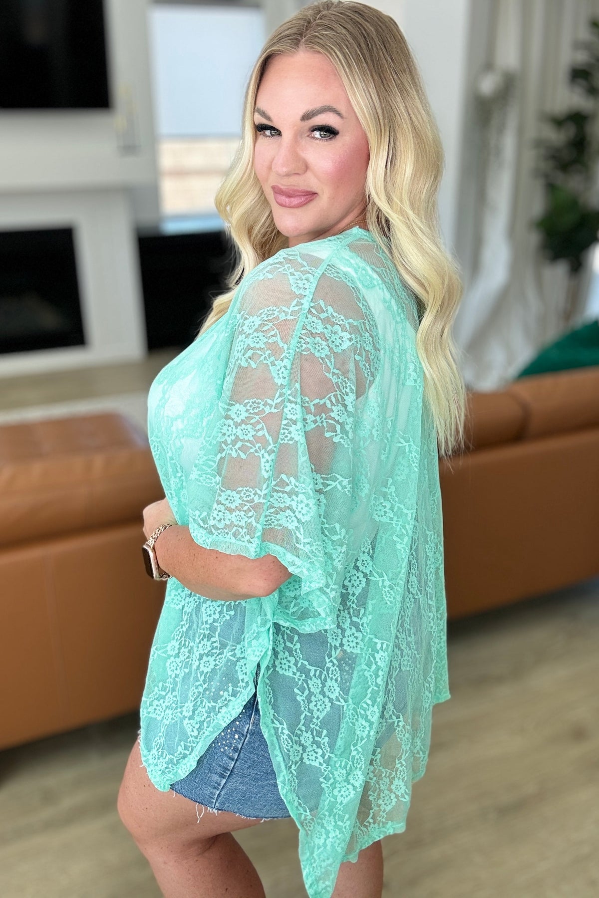 Good Days Ahead Lace Kimono In Mint-Layers-Villari Chic, women's online fashion boutique in Severna, Maryland