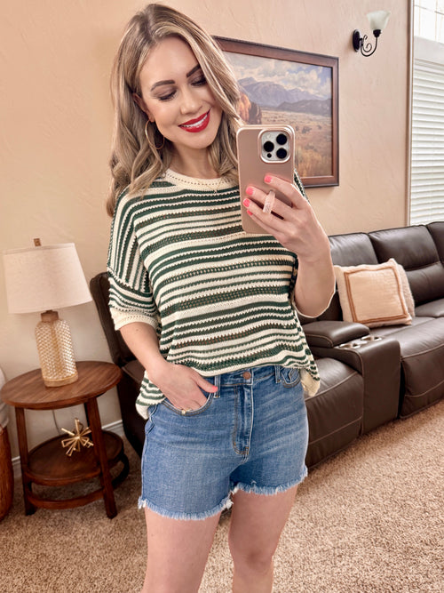 Judy Blue Frayed Hem Dark Wash Slim Shorts-Villari Chic, women's online fashion boutique in Severna, Maryland