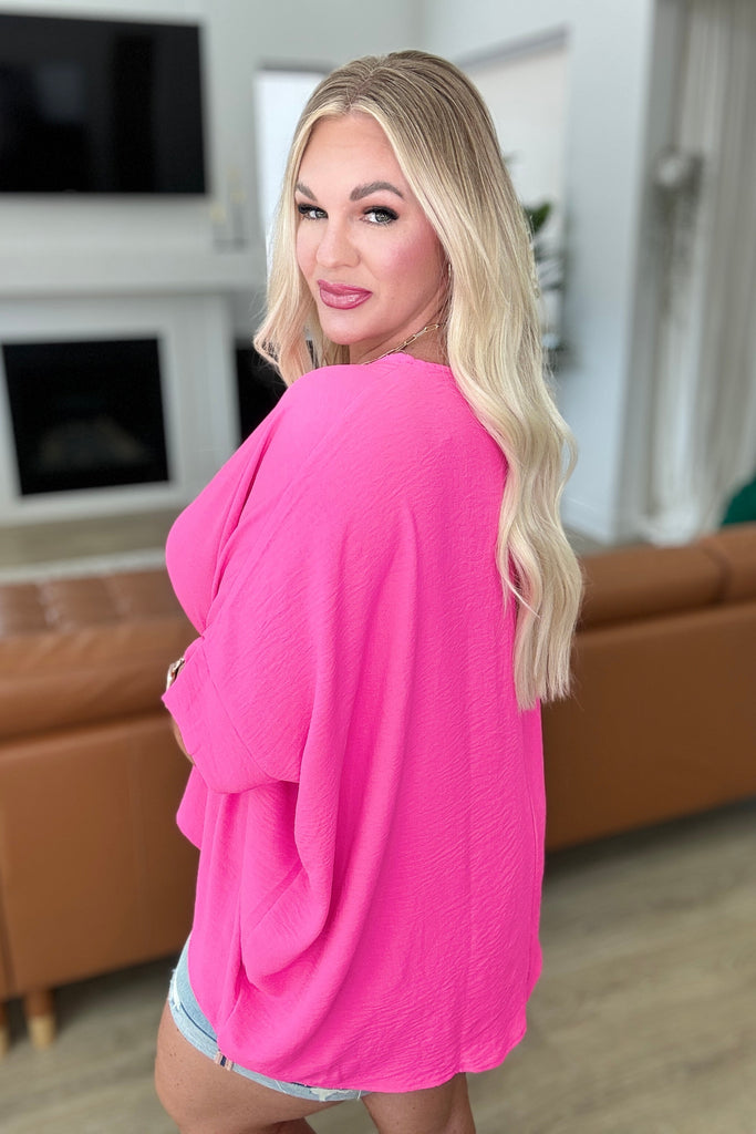 Feels Like Me Dolman Sleeve Top in Hot Pink-Tops-Villari Chic, women's online fashion boutique in Severna, Maryland